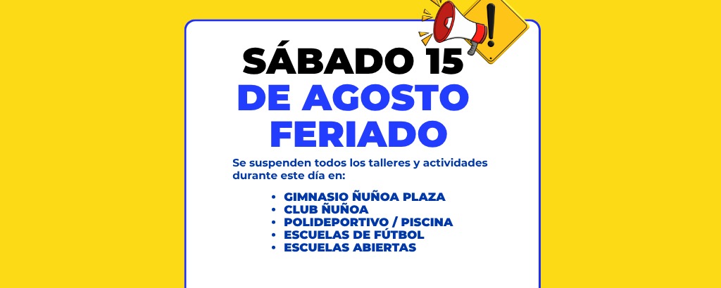 Suspensiones de talleres sábado 15 de agosto